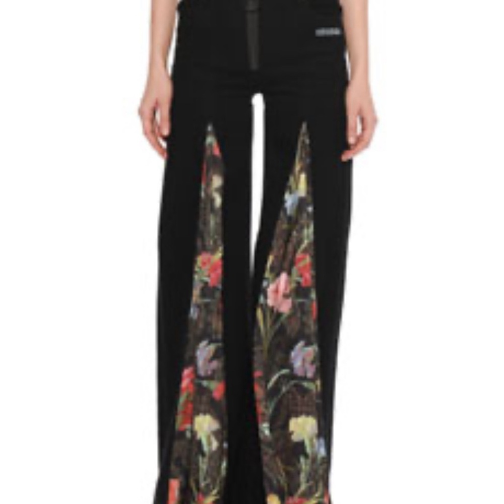 🌺OFF-WHITE FLORAL SPLIT SCARF DENIM JEANS🌺